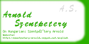 arnold szentpetery business card